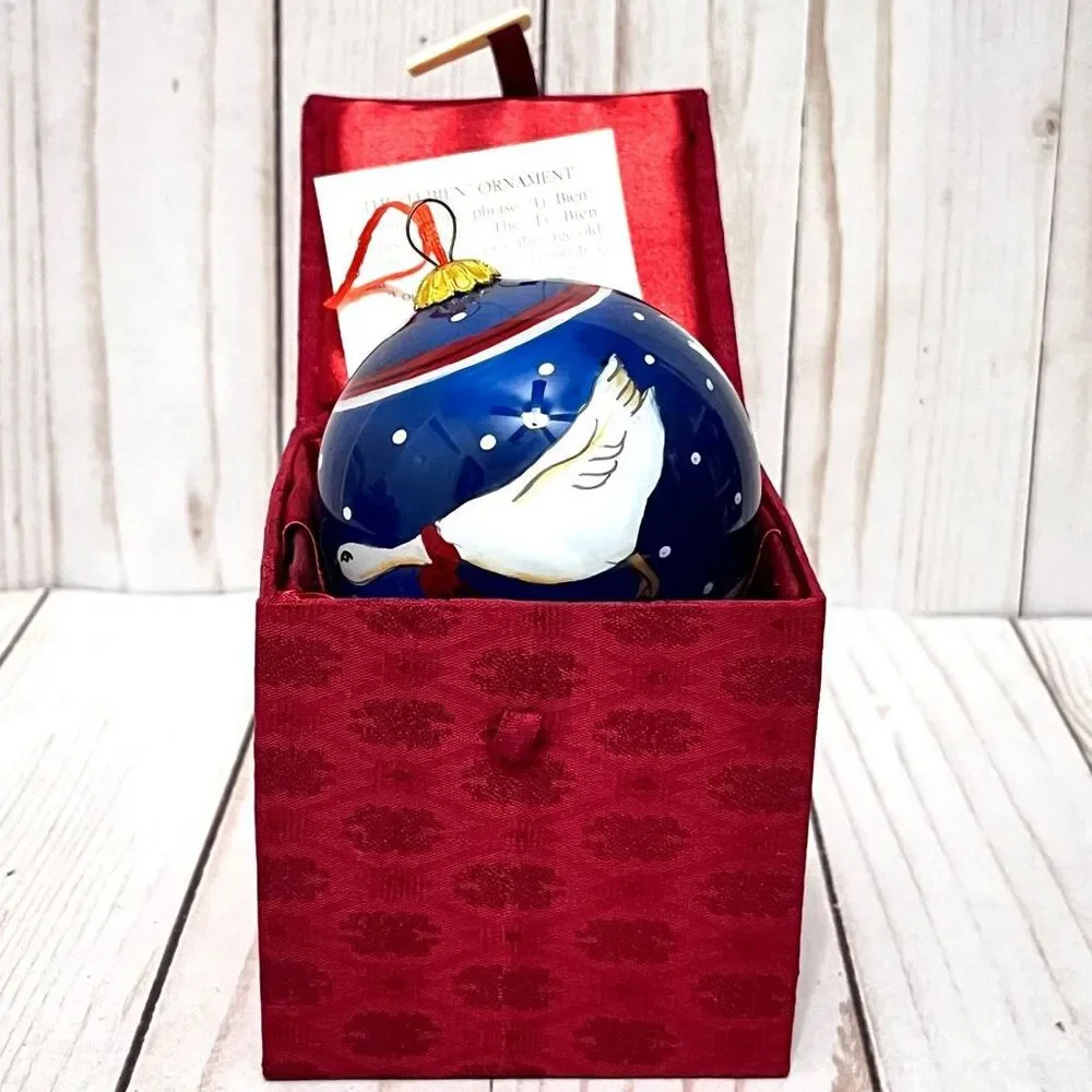 Hand Painted Li Bien Holiday Goose Ornament